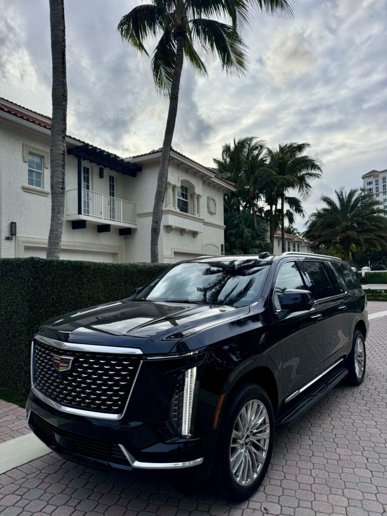 Cadillac Escalade ESV luxury SUV with chauffeur in Miami