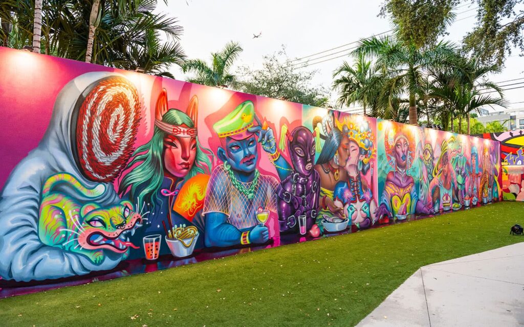Colorful street art murals in the Wynwood Arts District, Miami